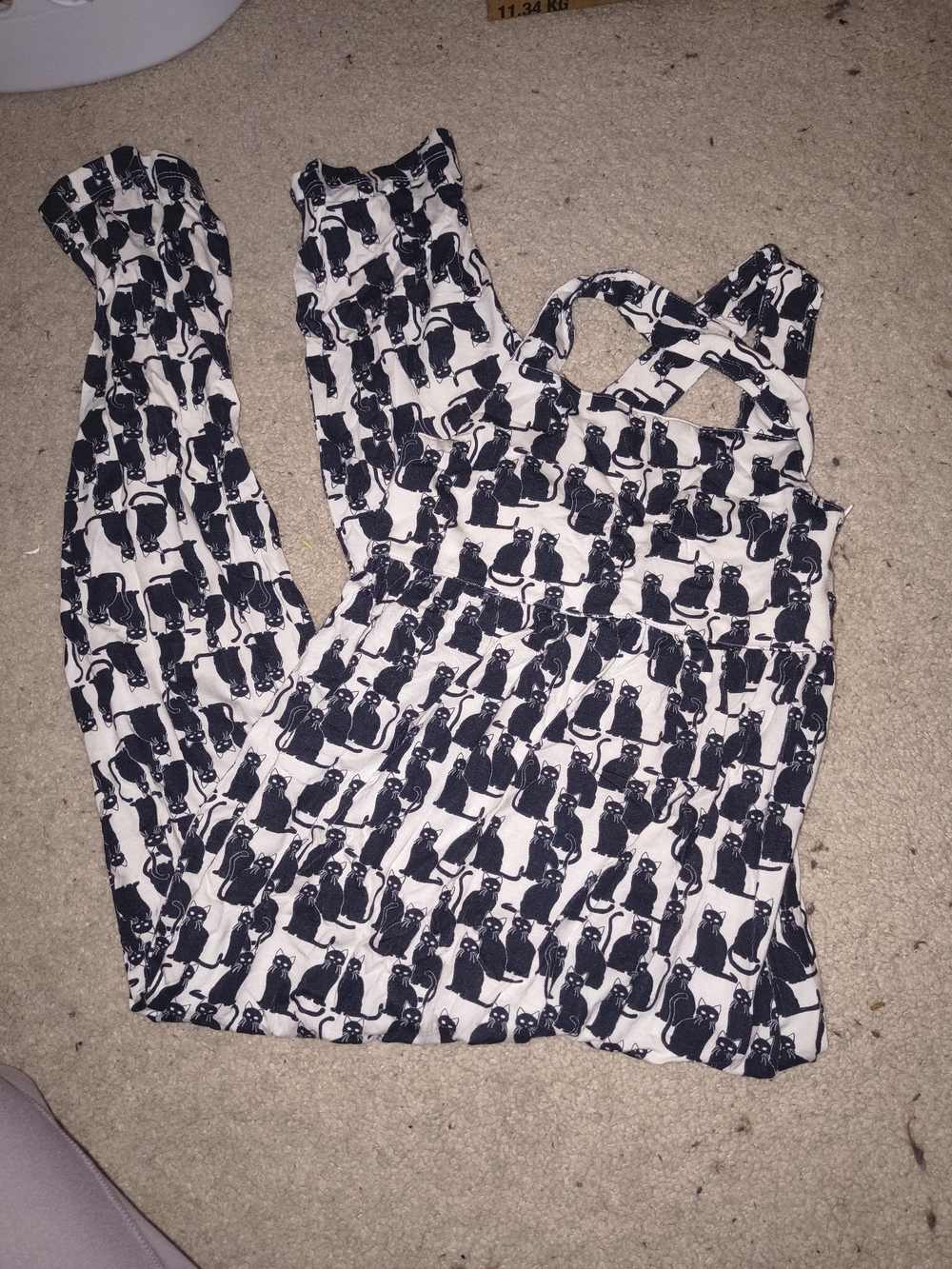 kate quinn Black & White Cat Print One-Piece Bodysuit